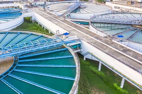 an overhead view of a a public water system symbolizes cyber threats to critical infrastructure public water supply